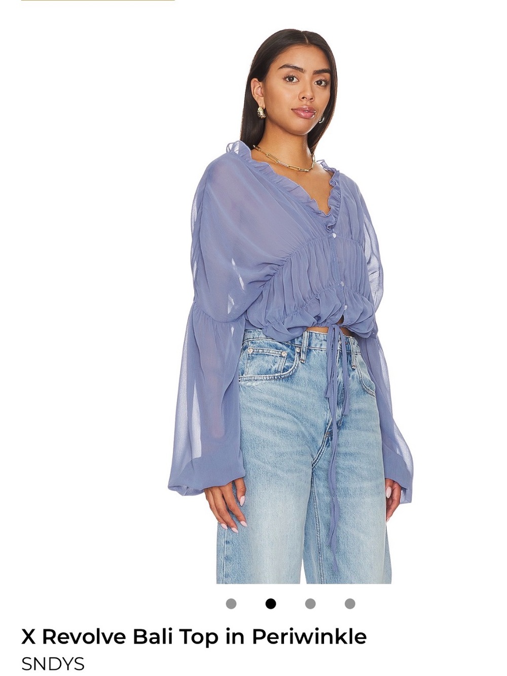 Periwinkle Sheer V-Neck Bali Blouse